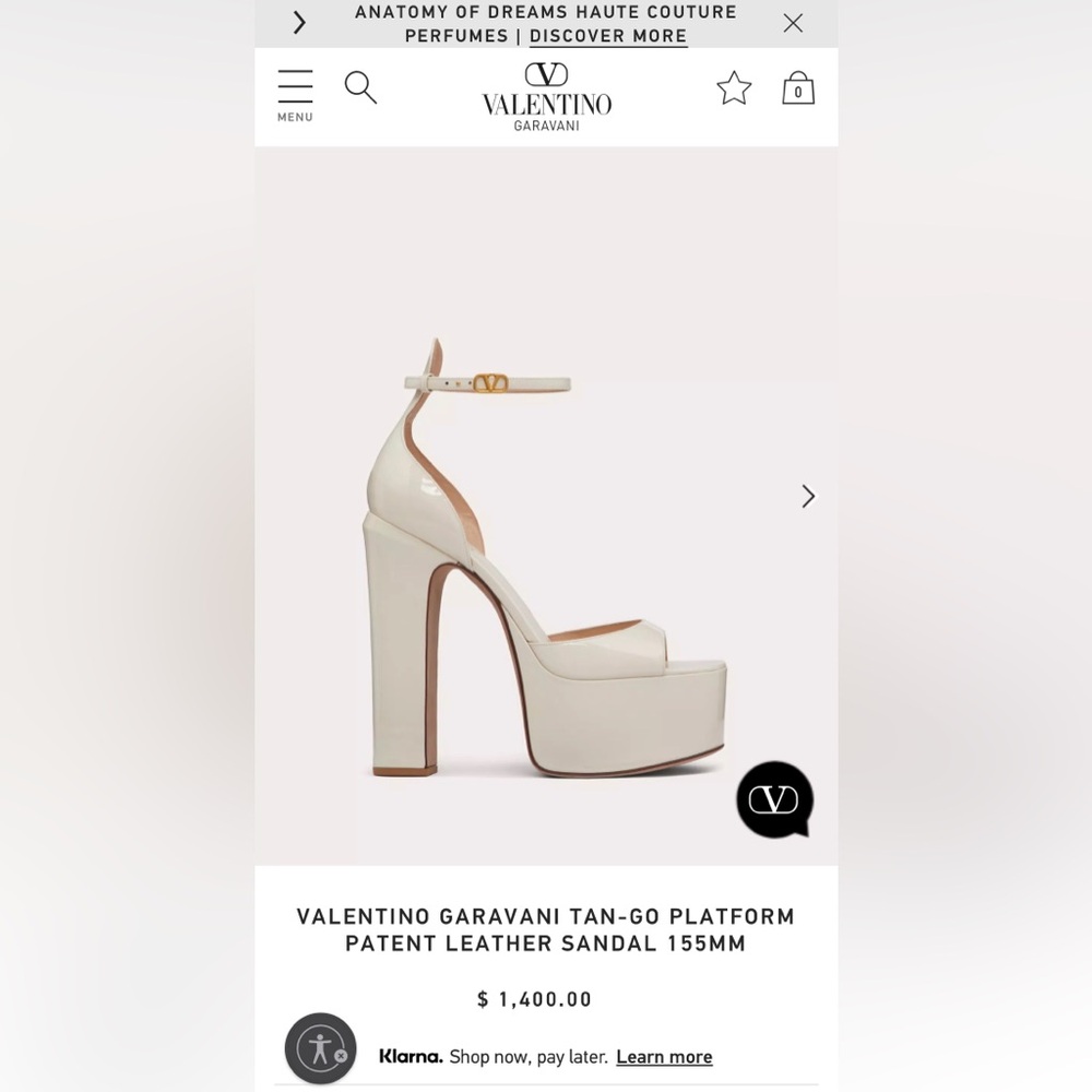 VALENTINO GARAVANI TAN-GO PLATFORM PATENT LEATHER SANDAL 155MM